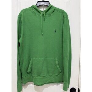 Polo Ralph Lauren Green Waffle Knit Hoodie Men’s Sz XXL Pullover Cotton Thermal
